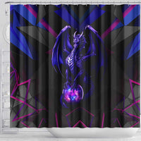 Custom Black And Purple Dragon Bowling Shower Curtain Magic Orb Graphic on Geometric Black Background Design - Wonder Print Shop
