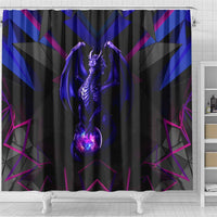 Custom Black And Purple Dragon Bowling Shower Curtain Magic Orb Graphic on Geometric Black Background Design - Wonder Print Shop