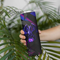 Custom Black And Purple Dragon Bowling Skinny Tumbler Magic Orb Graphic on Geometric Black Background Design - Wonder Print Shop
