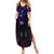 Custom Black And Purple Dragon Bowling Summer Maxi Dress Magic Orb Graphic on Geometric Black Background Design - Wonder Print Shop