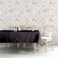 Custom Black And Purple Dragon Bowling Tablecloth Magic Orb Graphic on Geometric Black Background Design - Wonder Print Shop