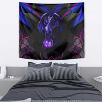 Custom Black And Purple Dragon Bowling Tapestry Magic Orb Graphic on Geometric Black Background Design - Wonder Print Shop