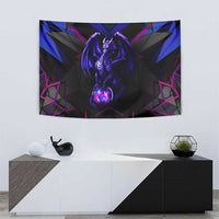 Custom Black And Purple Dragon Bowling Tapestry Magic Orb Graphic on Geometric Black Background Design - Wonder Print Shop