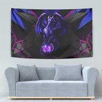 Custom Black And Purple Dragon Bowling Tapestry Magic Orb Graphic on Geometric Black Background Design - Wonder Print Shop