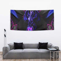 Custom Black And Purple Dragon Bowling Tapestry Magic Orb Graphic on Geometric Black Background Design - Wonder Print Shop