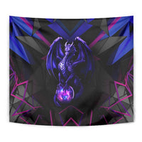 Custom Black And Purple Dragon Bowling Tapestry Magic Orb Graphic on Geometric Black Background Design - Wonder Print Shop