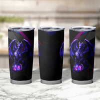 Custom Black And Purple Dragon Bowling Tumbler Cup Magic Orb Graphic on Geometric Black Background Design - Wonder Print Shop