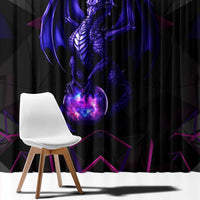 Custom Black And Purple Dragon Bowling Window Curtain Magic Orb Graphic on Geometric Black Background Design - Wonder Print Shop