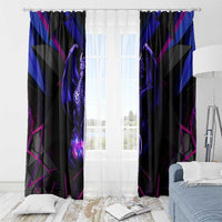 Custom Black And Purple Dragon Bowling Window Curtain Magic Orb Graphic on Geometric Black Background Design - Wonder Print Shop