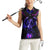Custom Black And Purple Dragon Bowling Women Sleeveless Polo Shirt Magic Orb Graphic on Geometric Black Background Design - Wonder Print Shop