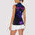 Custom Black And Purple Dragon Bowling Women Sleeveless Polo Shirt Magic Orb Graphic on Geometric Black Background Design - Wonder Print Shop