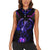 Custom Black And Purple Dragon Bowling Women Sleeveless Polo Shirt Magic Orb Graphic on Geometric Black Background Design - Wonder Print Shop