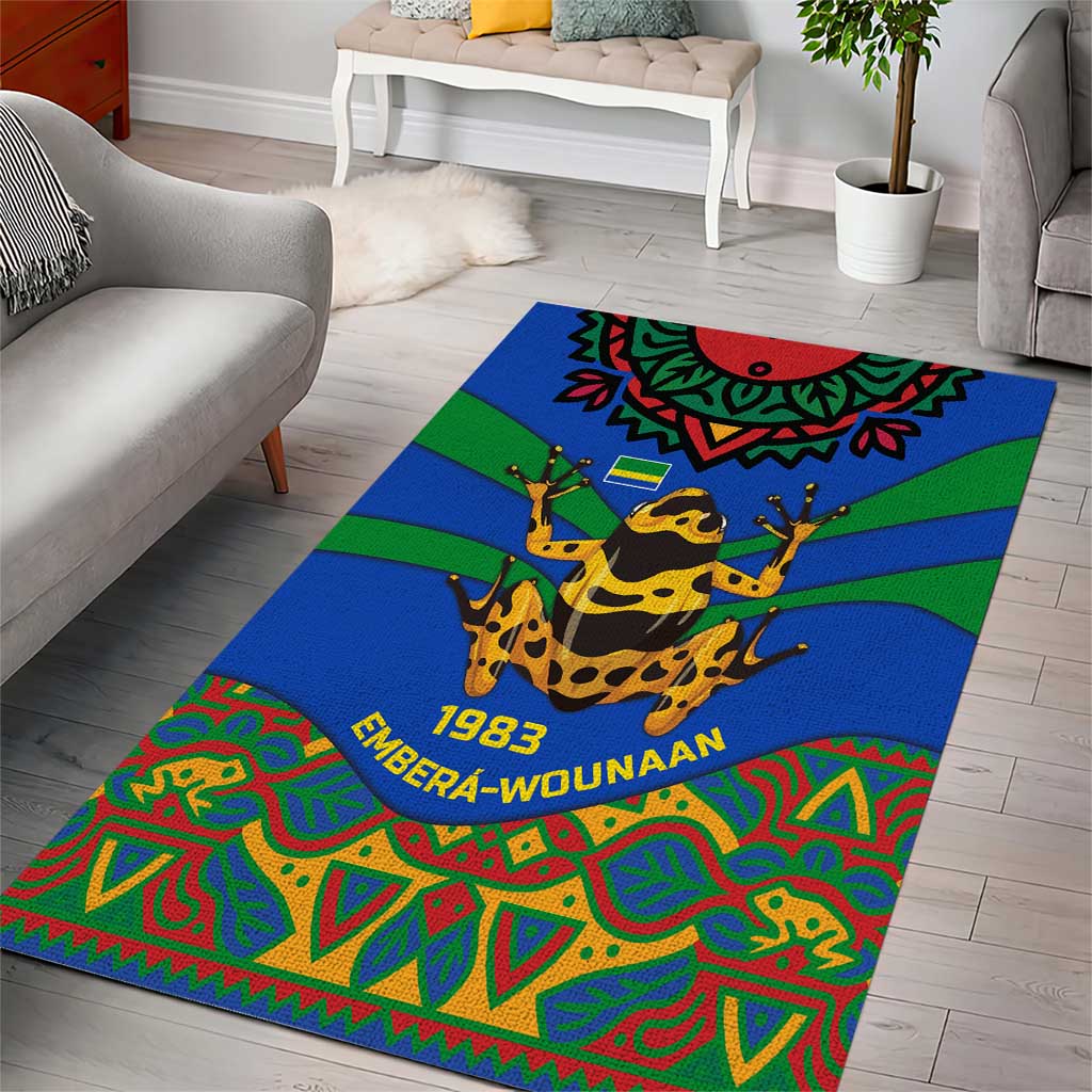 Indigenous Regions of Panama Embera-Wounaan Area Rug Frog Graphic and Indigenous Pattern Guardians of the Forest - Wonder Print Shop