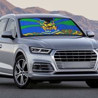 Indigenous Regions of Panama Embera-Wounaan Auto Sun Shade Frog Graphic and Indigenous Pattern Guardians of the Forest - Wonder Print Shop