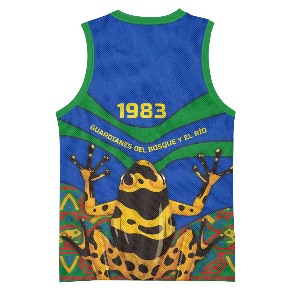 Indigenous Regions of Panama Embera-Wounaan Basketball Jersey Frog Graphic and Indigenous Pattern Guardians of the Forest - Wonder Print Shop