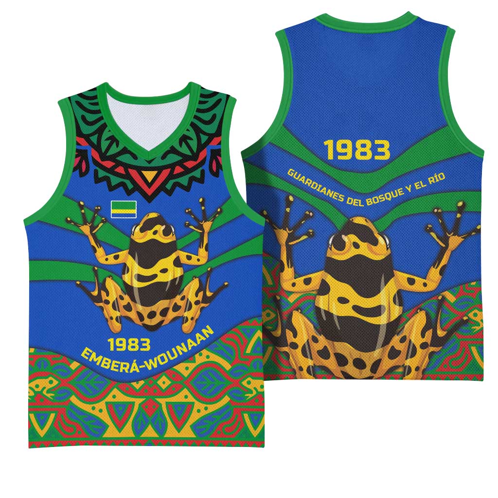 Indigenous Regions of Panama Embera-Wounaan Basketball Jersey Frog Graphic and Indigenous Pattern Guardians of the Forest - Wonder Print Shop
