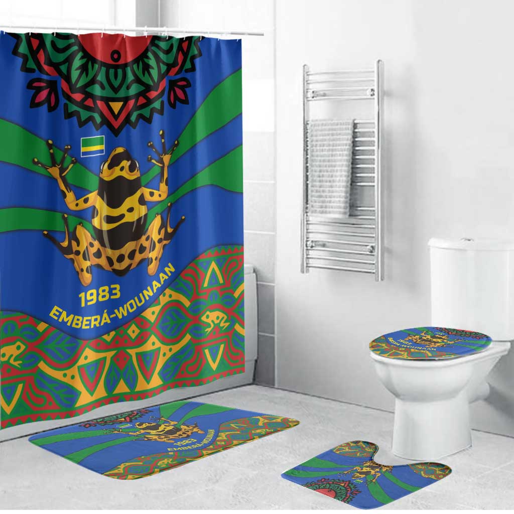 Indigenous Regions of Panama Embera-Wounaan Bathroom Set Frog Graphic and Indigenous Pattern Guardians of the Forest - Wonder Print Shop