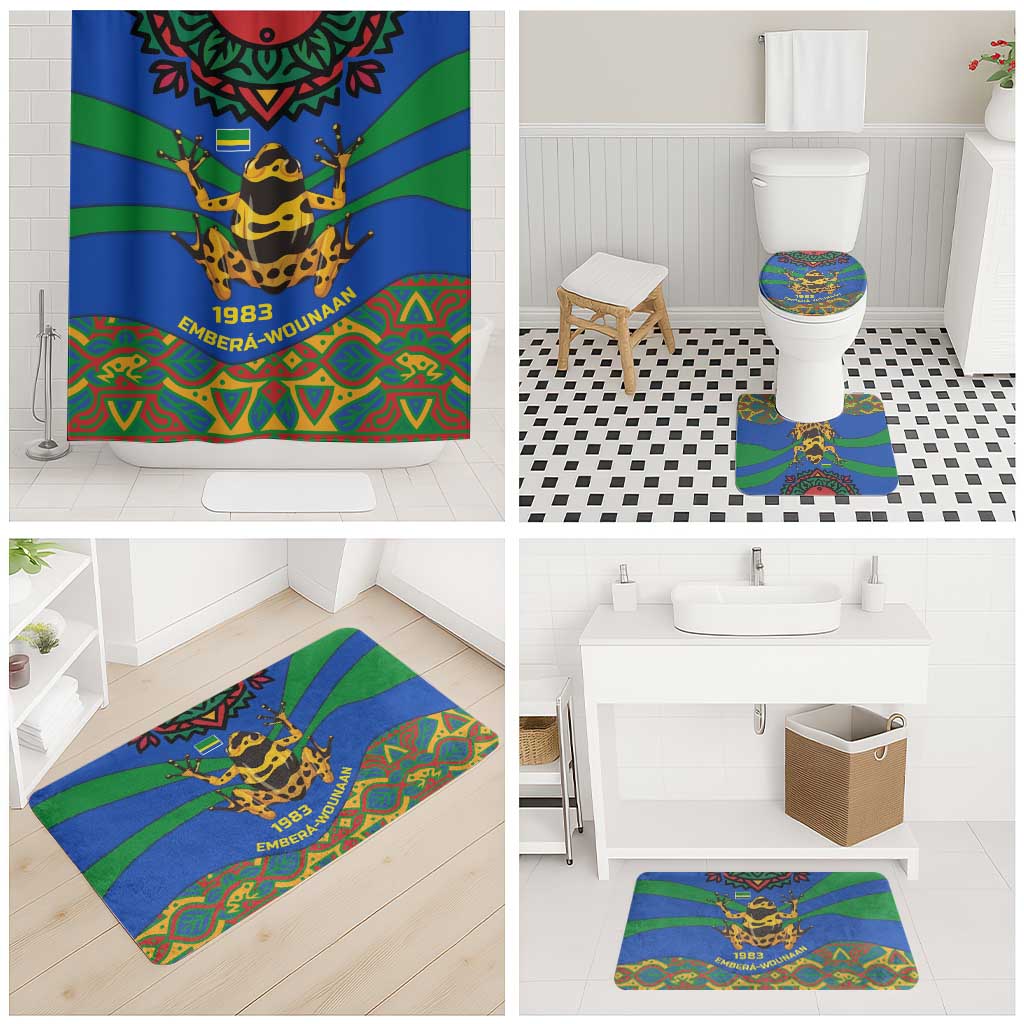 Indigenous Regions of Panama Embera-Wounaan Bathroom Set Frog Graphic and Indigenous Pattern Guardians of the Forest - Wonder Print Shop