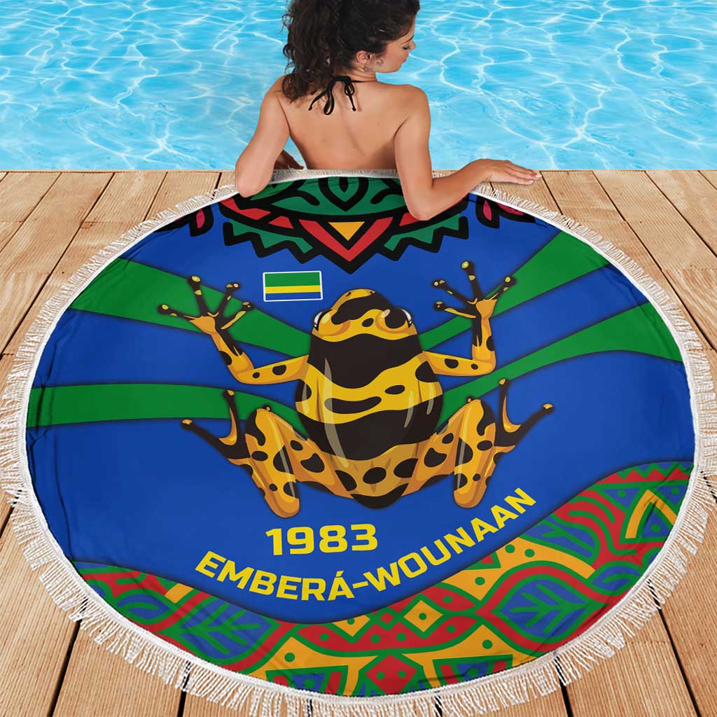 Indigenous Regions of Panama Embera-Wounaan Beach Blanket Frog Graphic and Indigenous Pattern Guardians of the Forest - Wonder Print Shop