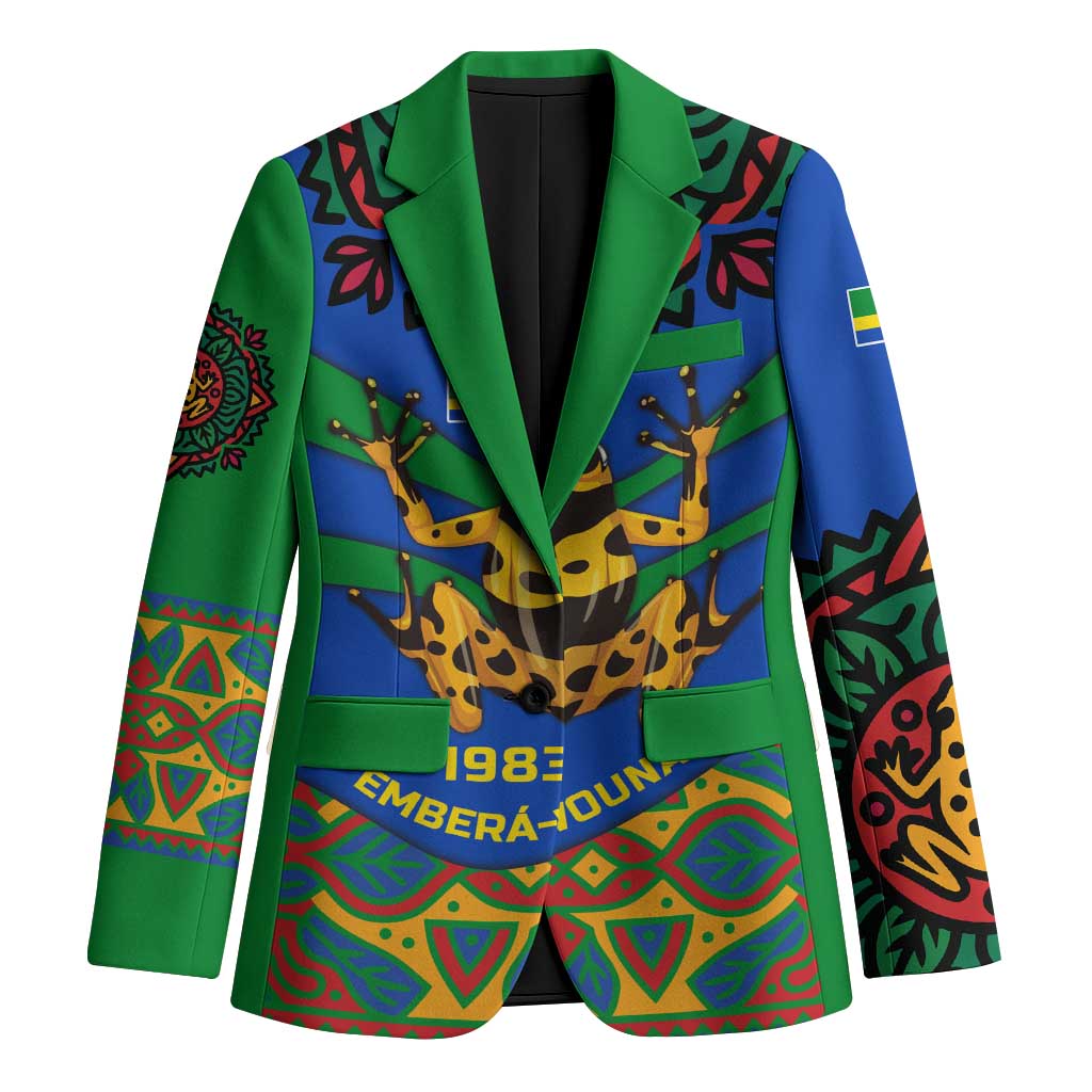 Indigenous Regions of Panama Embera-Wounaan Blazer Frog Graphic and Indigenous Pattern Guardians of the Forest - Wonder Print Shop