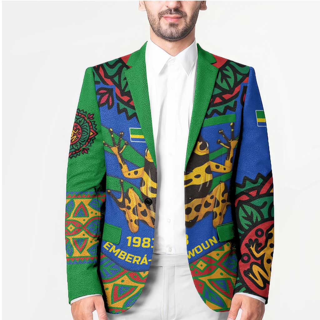 Indigenous Regions of Panama Embera-Wounaan Blazer Frog Graphic and Indigenous Pattern Guardians of the Forest - Wonder Print Shop