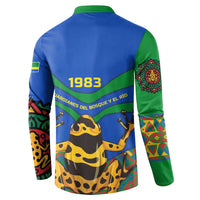 Indigenous Regions of Panama Embera-Wounaan Button Sweatshirt Frog Graphic and Indigenous Pattern Guardians of the Forest - Wonder Print Shop