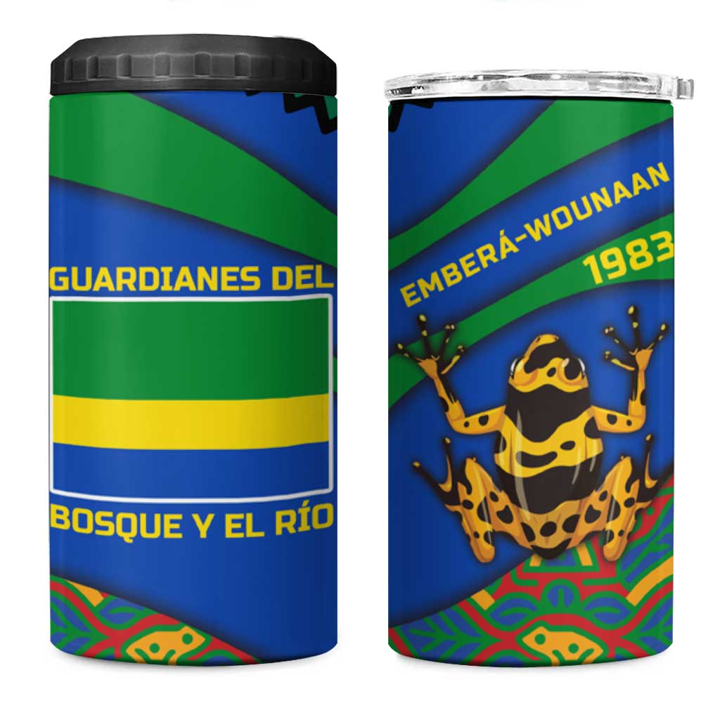 Indigenous Regions of Panama Embera-Wounaan 4 in 1 Can Cooler Tumbler Frog Graphic and Indigenous Pattern Guardians of the Forest - Wonder Print Shop