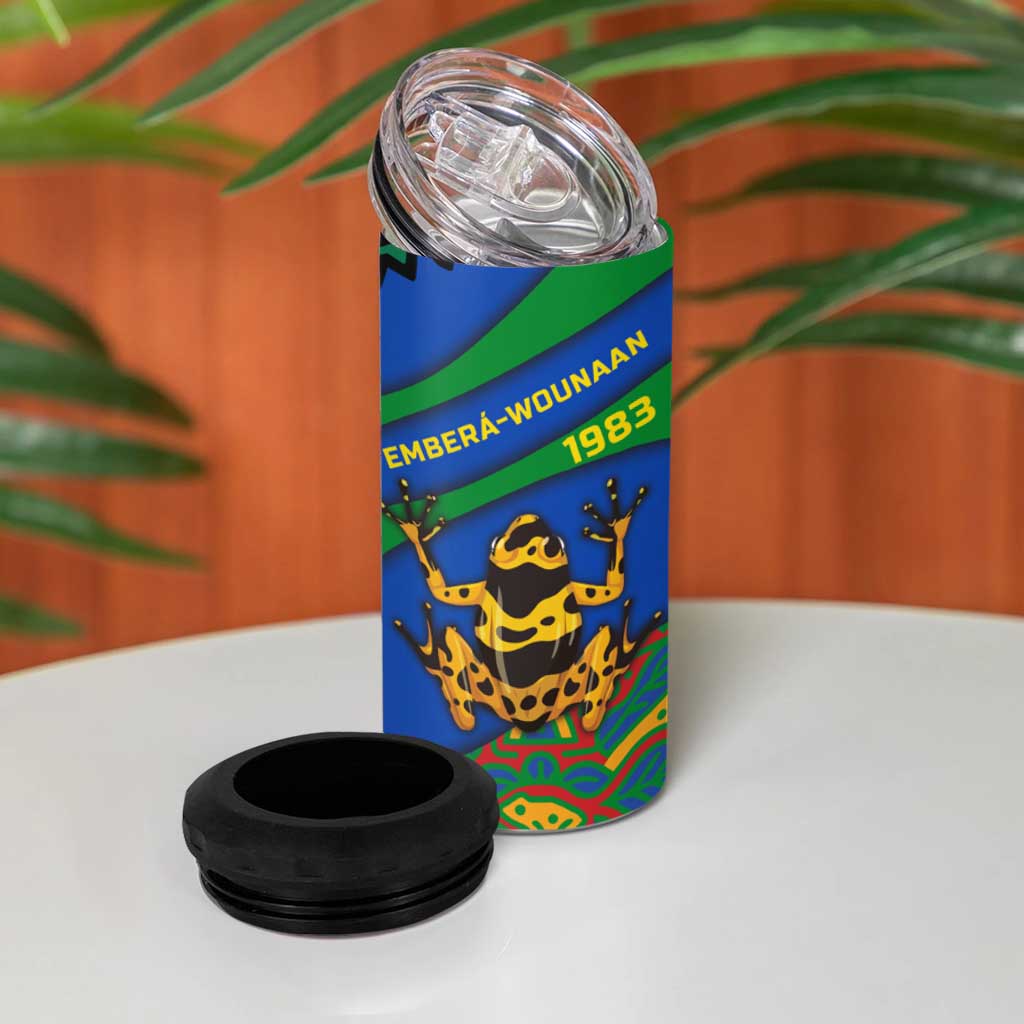 Indigenous Regions of Panama Embera-Wounaan 4 in 1 Can Cooler Tumbler Frog Graphic and Indigenous Pattern Guardians of the Forest - Wonder Print Shop
