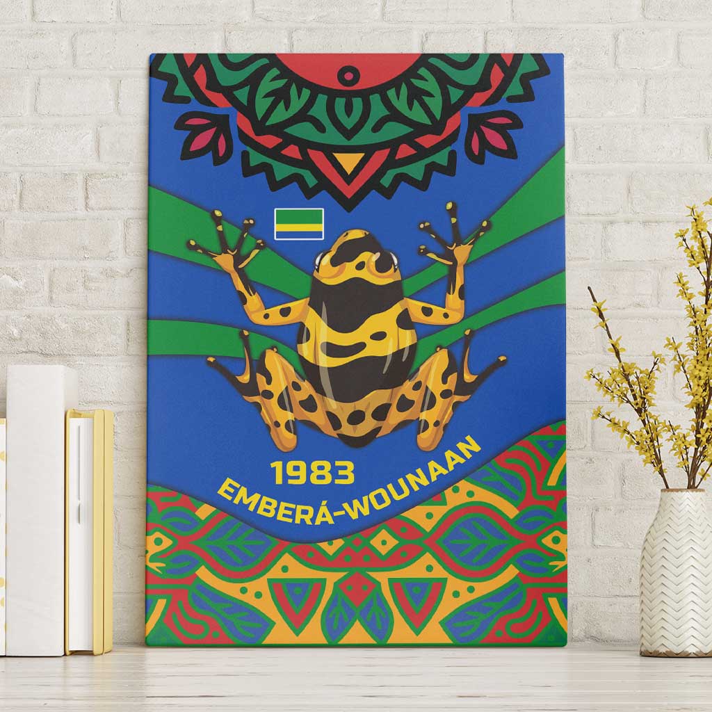 Indigenous Regions of Panama Embera-Wounaan Canvas Wall Art Frog Graphic and Indigenous Pattern Guardians of the Forest - Wonder Print Shop