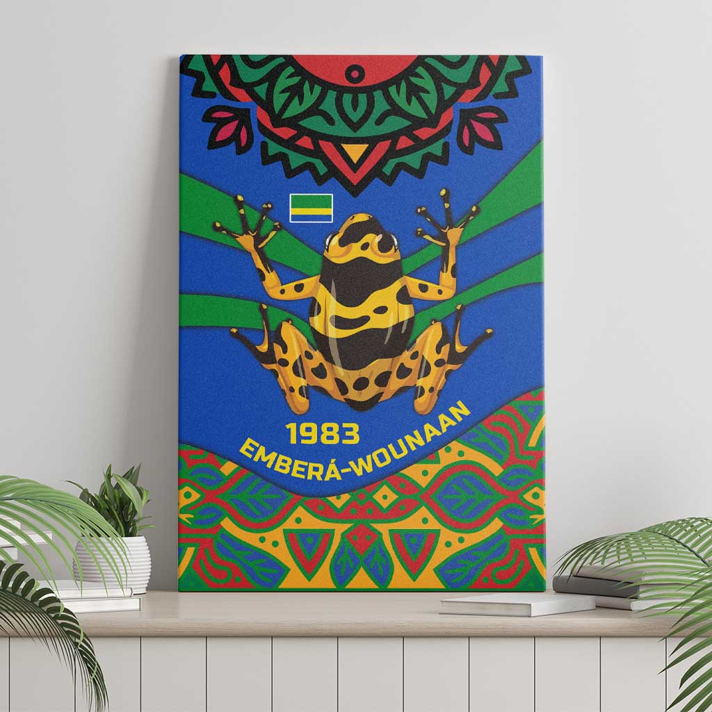 Indigenous Regions of Panama Embera-Wounaan Canvas Wall Art Frog Graphic and Indigenous Pattern Guardians of the Forest - Wonder Print Shop