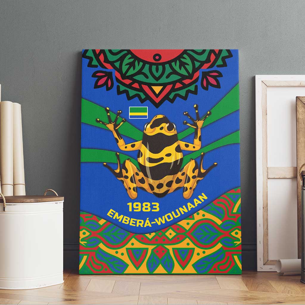 Indigenous Regions of Panama Embera-Wounaan Canvas Wall Art Frog Graphic and Indigenous Pattern Guardians of the Forest - Wonder Print Shop