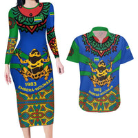 Indigenous Regions of Panama Embera-Wounaan Couples Matching Long Sleeve Bodycon Dress and Hawaiian Shirt Frog Graphic and Indigenous Pattern Guardians of the Forest - Wonder Print Shop