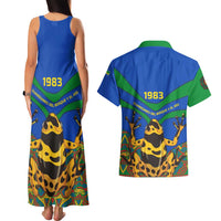 Indigenous Regions of Panama Embera-Wounaan Couples Matching Tank Maxi Dress and Hawaiian Shirt Frog Graphic and Indigenous Pattern Guardians of the Forest - Wonder Print Shop