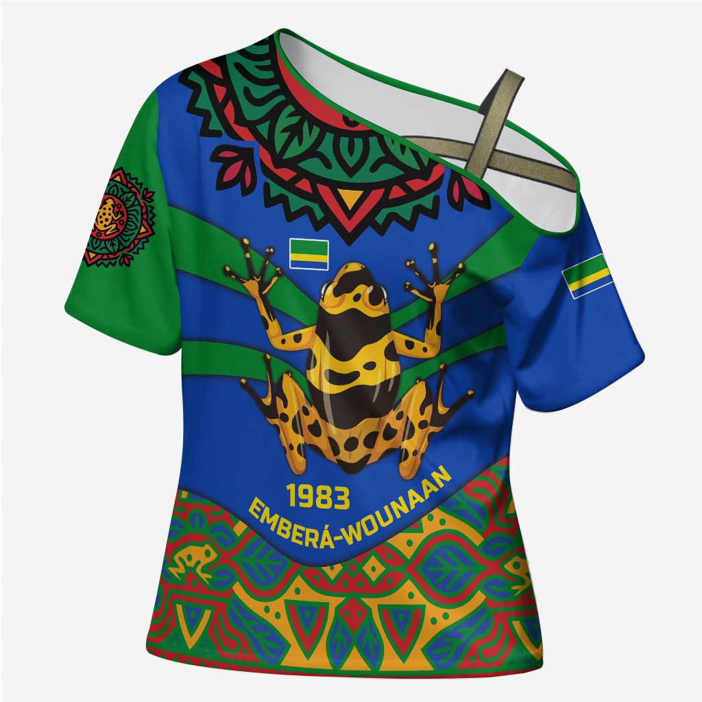 Indigenous Regions of Panama Embera-Wounaan Cross Shoulder Shirt Frog Graphic and Indigenous Pattern Guardians of the Forest - Wonder Print Shop