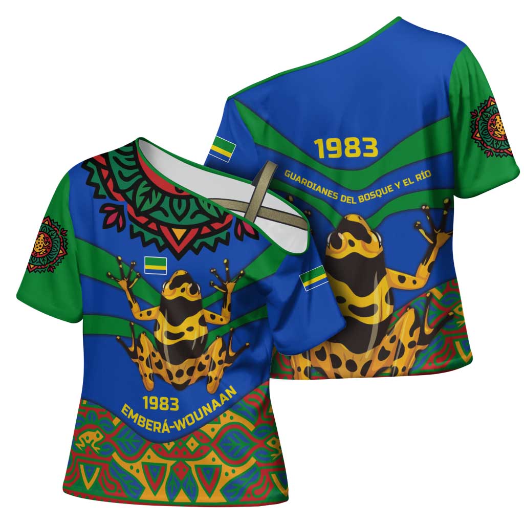 Indigenous Regions of Panama Embera-Wounaan Cross Shoulder Shirt Frog Graphic and Indigenous Pattern Guardians of the Forest - Wonder Print Shop