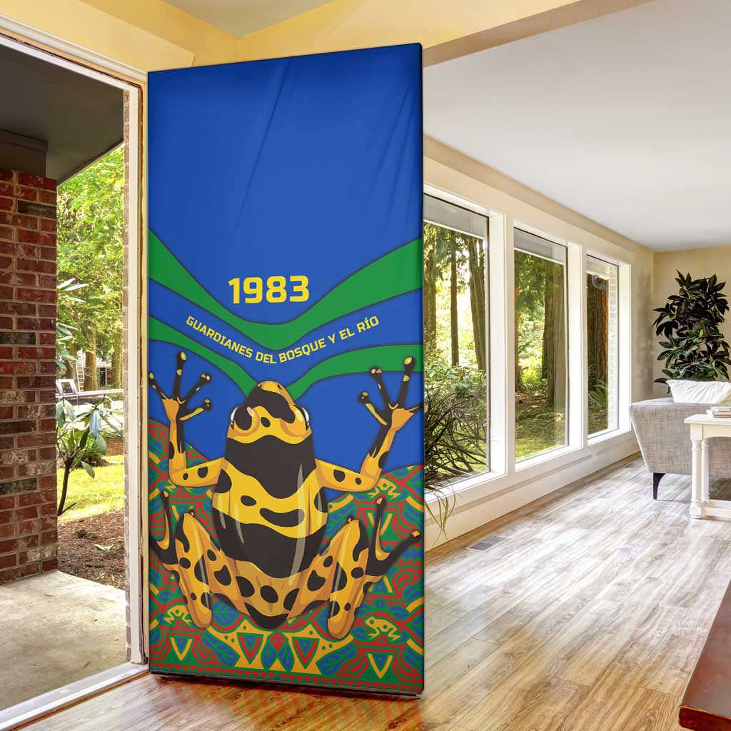 Indigenous Regions of Panama Embera-Wounaan Door Cover Frog Graphic and Indigenous Pattern Guardians of the Forest - Wonder Print Shop