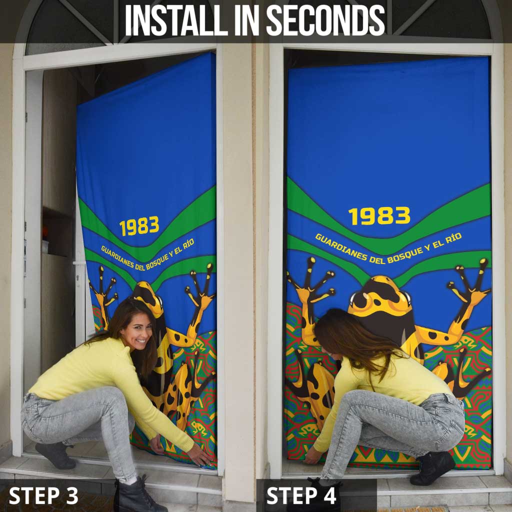 Indigenous Regions of Panama Embera-Wounaan Door Cover Frog Graphic and Indigenous Pattern Guardians of the Forest - Wonder Print Shop