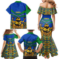 Indigenous Regions of Panama Embera-Wounaan Family Matching Mermaid Dress and Hawaiian Shirt Frog Graphic and Indigenous Pattern Guardians of the Forest - Wonder Print Shop