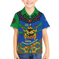 Indigenous Regions of Panama Embera-Wounaan Family Matching Off Shoulder Maxi Dress and Hawaiian Shirt Frog Graphic and Indigenous Pattern Guardians of the Forest - Wonder Print Shop