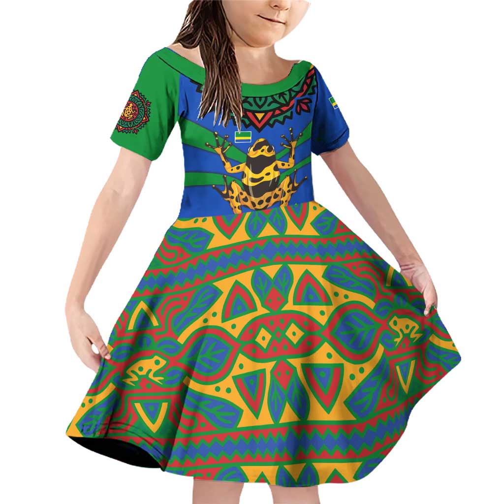 Indigenous Regions of Panama Embera-Wounaan Family Matching Off Shoulder Short Dress and Hawaiian Shirt Frog Graphic and Indigenous Pattern Guardians of the Forest - Wonder Print Shop
