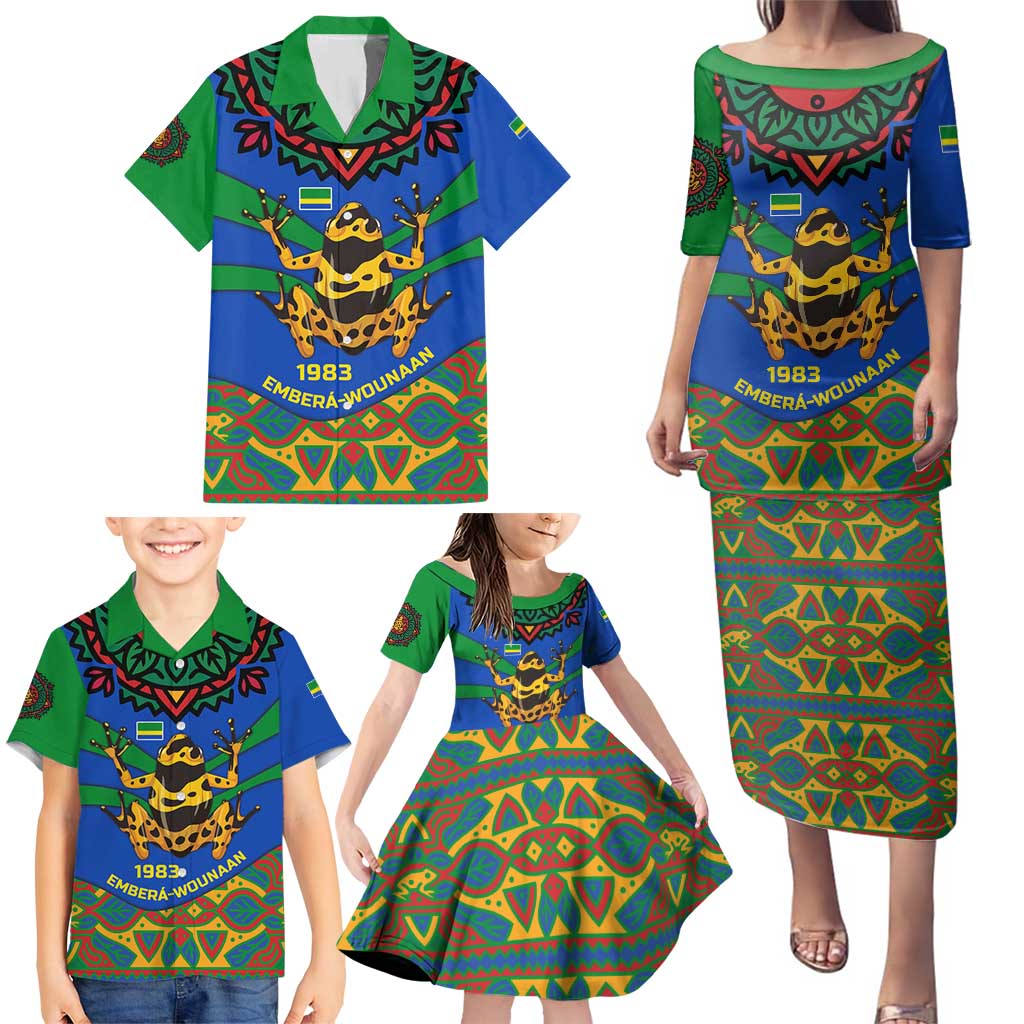 Indigenous Regions of Panama Embera-Wounaan Family Matching Puletasi and Hawaiian Shirt Frog Graphic and Indigenous Pattern Guardians of the Forest - Wonder Print Shop