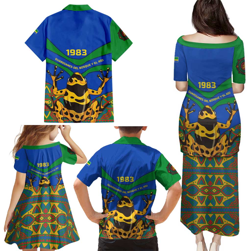 Indigenous Regions of Panama Embera-Wounaan Family Matching Puletasi and Hawaiian Shirt Frog Graphic and Indigenous Pattern Guardians of the Forest - Wonder Print Shop