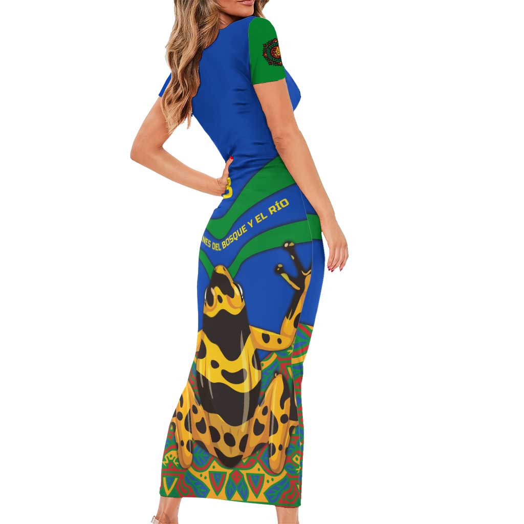 Indigenous Regions of Panama Embera-Wounaan Family Matching Short Sleeve Bodycon Dress and Hawaiian Shirt Frog Graphic and Indigenous Pattern Guardians of the Forest - Wonder Print Shop