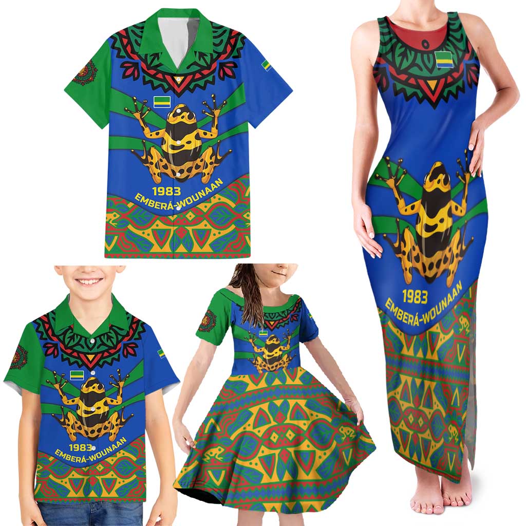 Indigenous Regions of Panama Embera-Wounaan Family Matching Tank Maxi Dress and Hawaiian Shirt Frog Graphic and Indigenous Pattern Guardians of the Forest - Wonder Print Shop