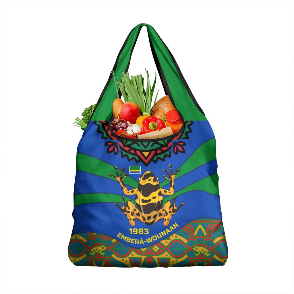 Indigenous Regions of Panama Embera-Wounaan Grocery Bag Frog Graphic and Indigenous Pattern Guardians of the Forest - Wonder Print Shop