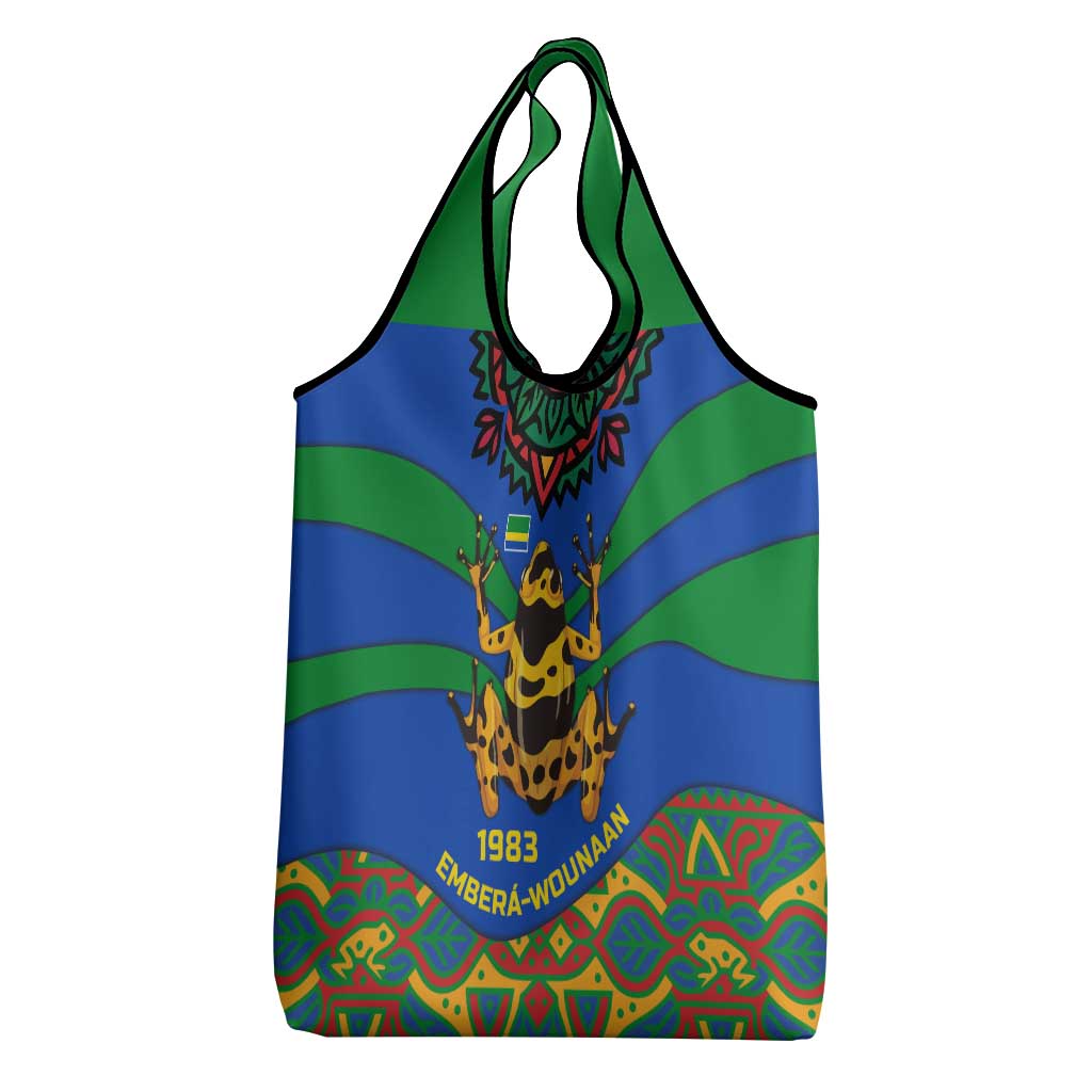 Indigenous Regions of Panama Embera-Wounaan Grocery Bag Frog Graphic and Indigenous Pattern Guardians of the Forest - Wonder Print Shop
