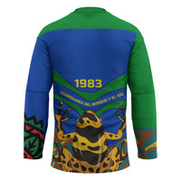Indigenous Regions of Panama Embera-Wounaan Hockey Jersey Frog Graphic and Indigenous Pattern Guardians of the Forest - Wonder Print Shop