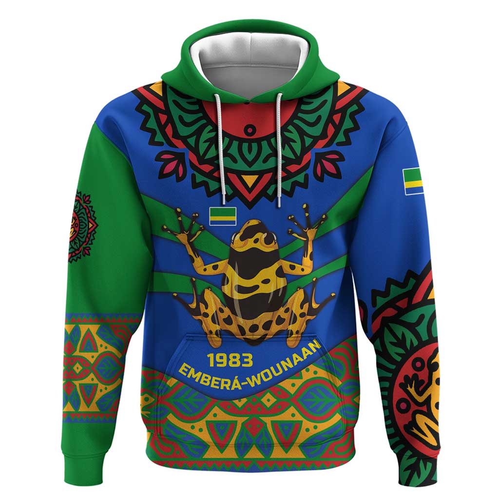 Indigenous Regions of Panama Embera-Wounaan Hoodie Frog Graphic and Indigenous Pattern Guardians of the Forest - Wonder Print Shop