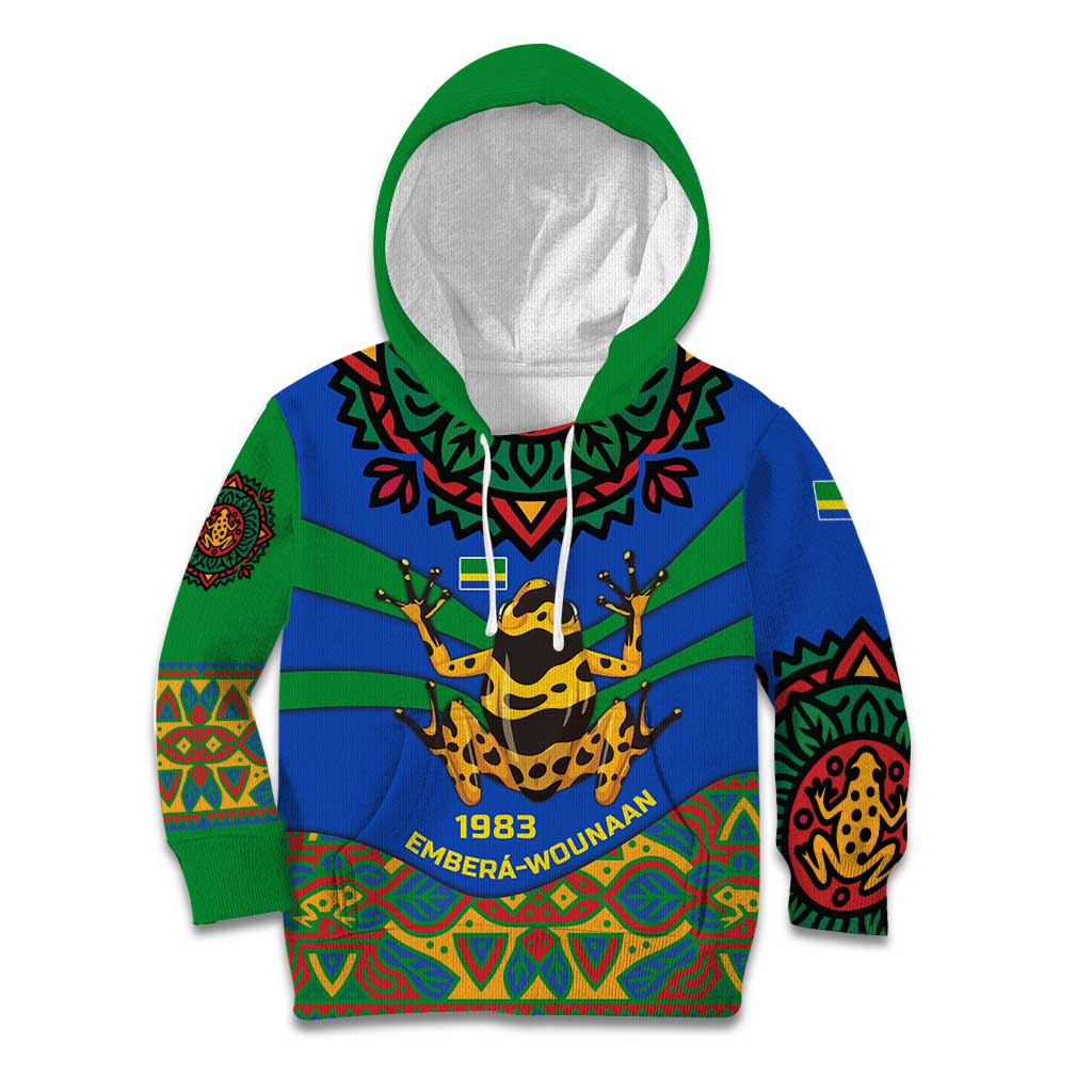 Indigenous Regions of Panama Embera-Wounaan Kid Hoodie Frog Graphic and Indigenous Pattern Guardians of the Forest - Wonder Print Shop