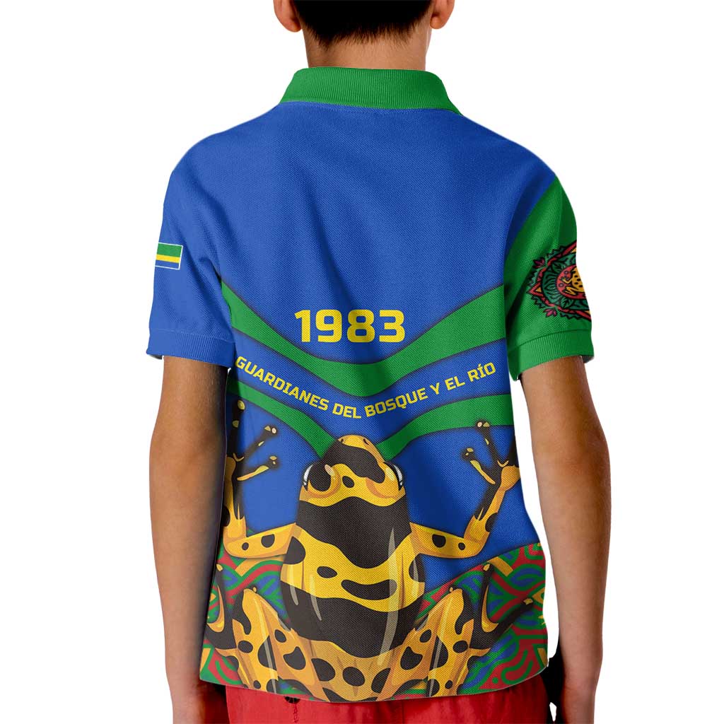 Indigenous Regions of Panama Embera-Wounaan Kid Polo Shirt Frog Graphic and Indigenous Pattern Guardians of the Forest - Wonder Print Shop